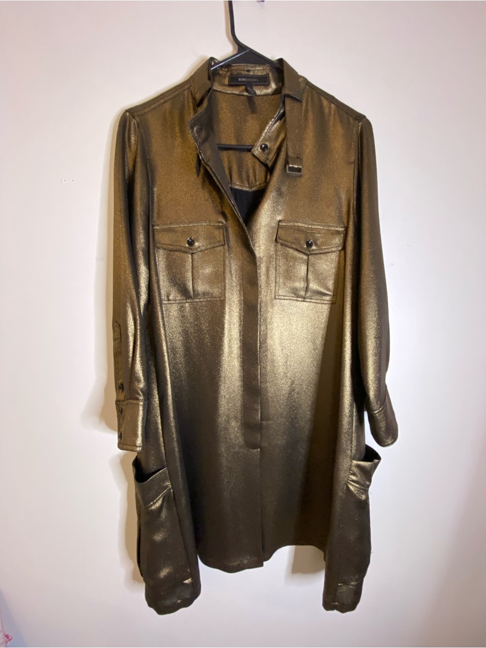 BCBGMaxAzria Metallic Olive Utility Tunic
